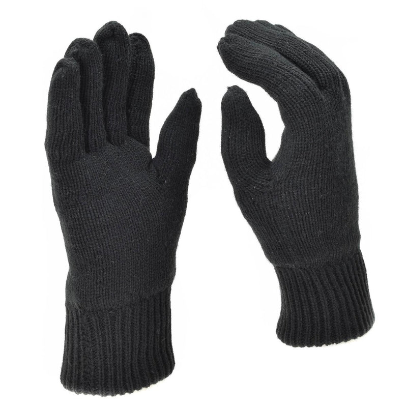 Mil-Tec Gloves Men Warm Knitted THINSULATE™ lining elasticated wrists Black Winter tactical gear cold weather