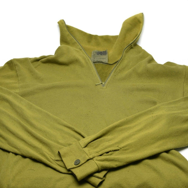 Original vintage British army tricot shirt zipper Undershirt zipped thermal olive 1/4 zip closure